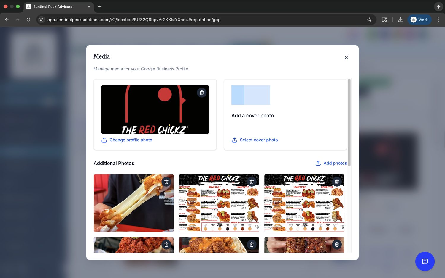 The Red Chickz Google Business Profile media management