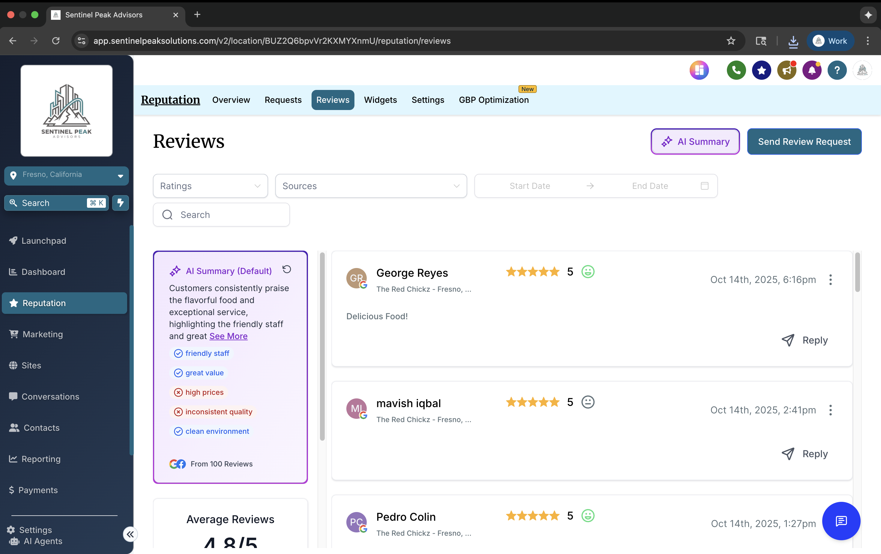 Review Dashboard